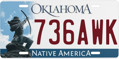 OK license plate 736AWK