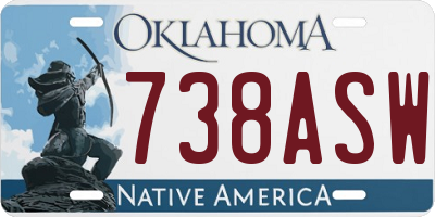 OK license plate 738ASW