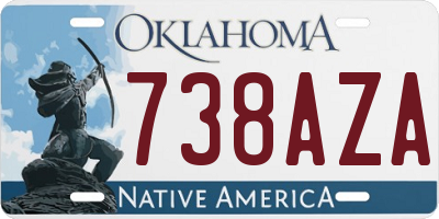 OK license plate 738AZA