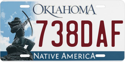 OK license plate 738DAF