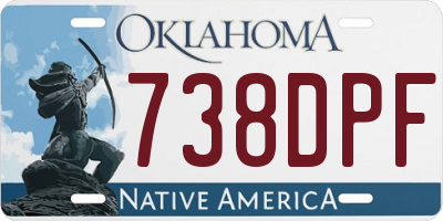 OK license plate 738DPF