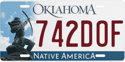 OK license plate 742DOF