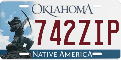 OK license plate 742ZIP