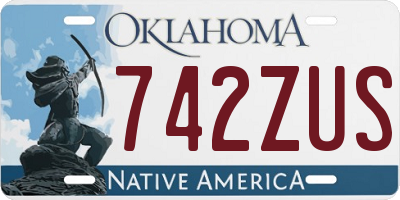 OK license plate 742ZUS