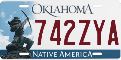 OK license plate 742ZYA
