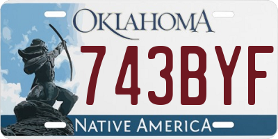 OK license plate 743BYF