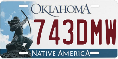 OK license plate 743DMW