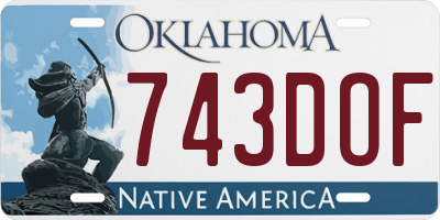 OK license plate 743DOF