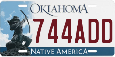 OK license plate 744ADD