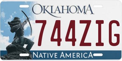 OK license plate 744ZIG