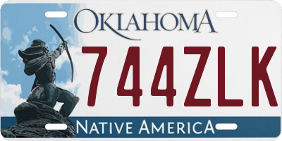 OK license plate 744ZLK