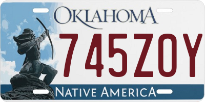 OK license plate 745ZOY