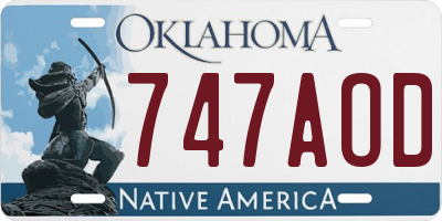 OK license plate 747AOD
