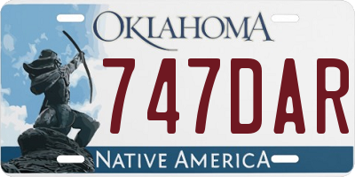 OK license plate 747DAR