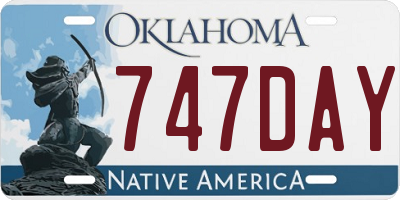 OK license plate 747DAY