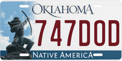OK license plate 747DOD
