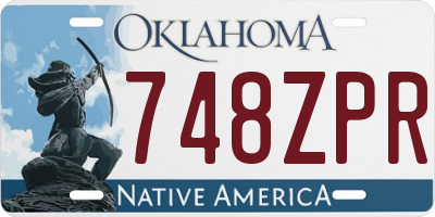 OK license plate 748ZPR