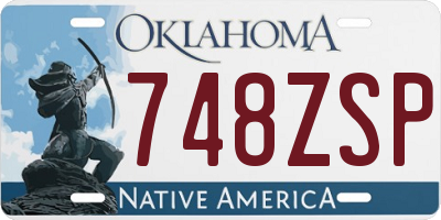 OK license plate 748ZSP