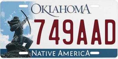 OK license plate 749AAD