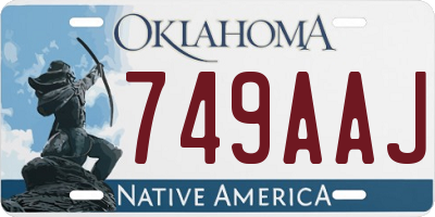 OK license plate 749AAJ