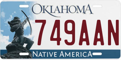 OK license plate 749AAN