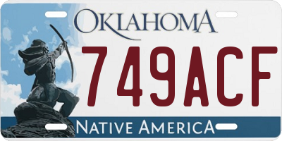 OK license plate 749ACF