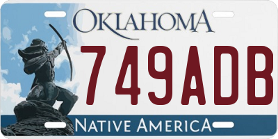 OK license plate 749ADB
