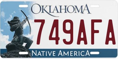OK license plate 749AFA