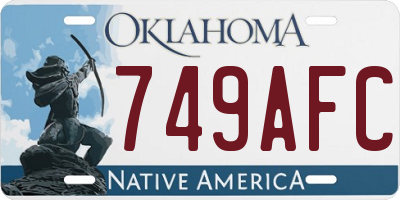 OK license plate 749AFC