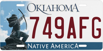 OK license plate 749AFG