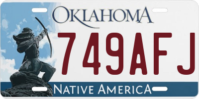 OK license plate 749AFJ