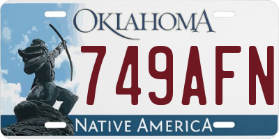 OK license plate 749AFN