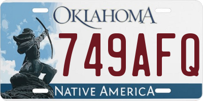 OK license plate 749AFQ