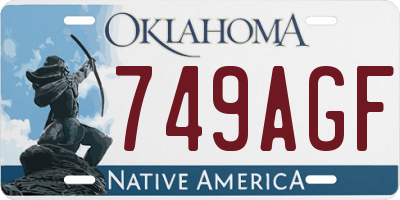 OK license plate 749AGF
