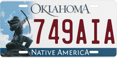OK license plate 749AIA