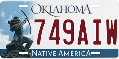 OK license plate 749AIW