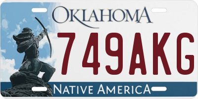 OK license plate 749AKG