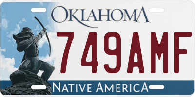 OK license plate 749AMF