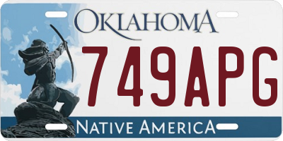 OK license plate 749APG