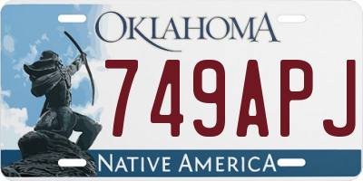 OK license plate 749APJ