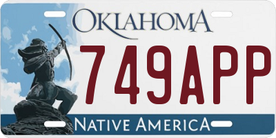 OK license plate 749APP
