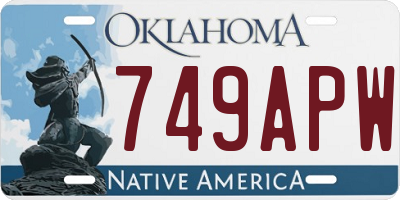 OK license plate 749APW