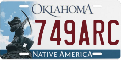 OK license plate 749ARC