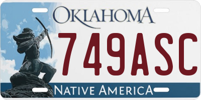 OK license plate 749ASC