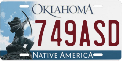 OK license plate 749ASD