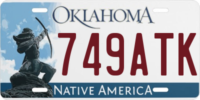OK license plate 749ATK