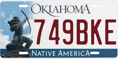 OK license plate 749BKE
