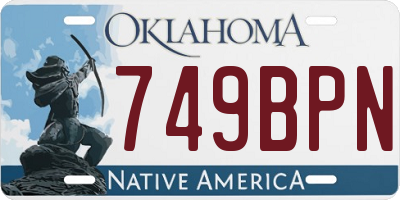 OK license plate 749BPN