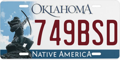 OK license plate 749BSD