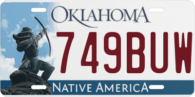 OK license plate 749BUW